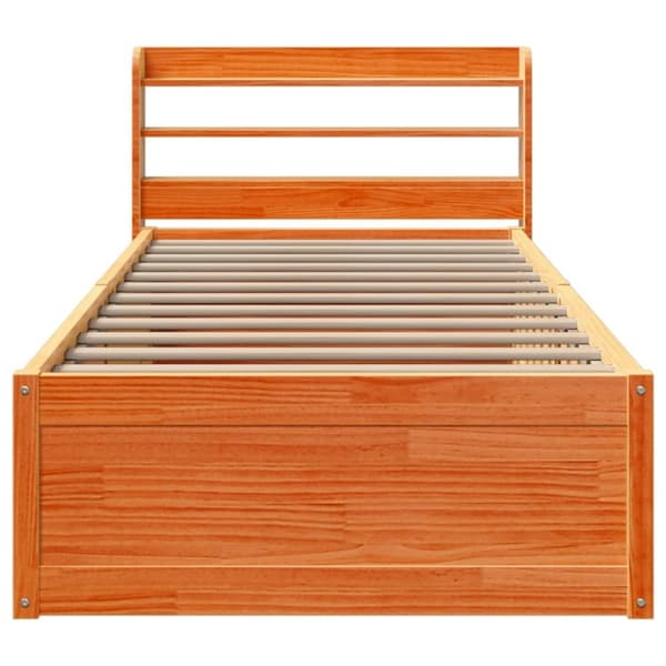 vidaXL Sengeramme med hodegavl voksbrun 100x200 cm heltre furu
