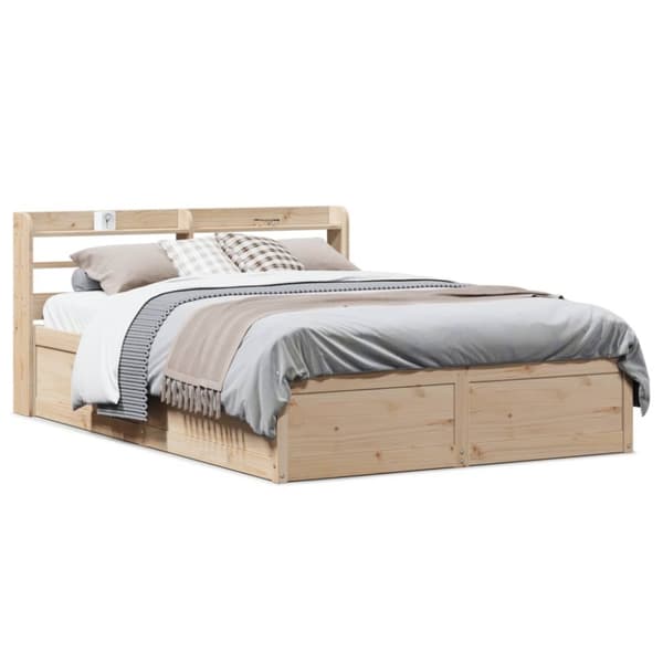 vidaXL Sengeramme med hodegavl 150x200 cm heltre furu