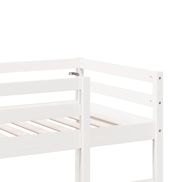 vidaXL højseng uden madras 75x190 cm massivt fyrretræ hvid