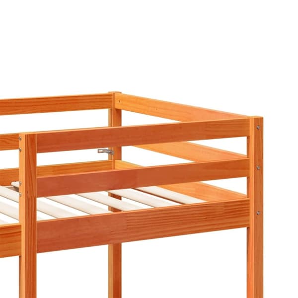 vidaXL Parvisänky pöydällä ja tuoleilla ruskea 80x200 cm täysi mänty