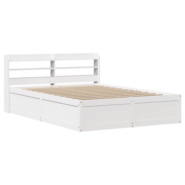 vidaXL sengeramme med sengegavl 140x190 cm massivt fyrretræ hvid