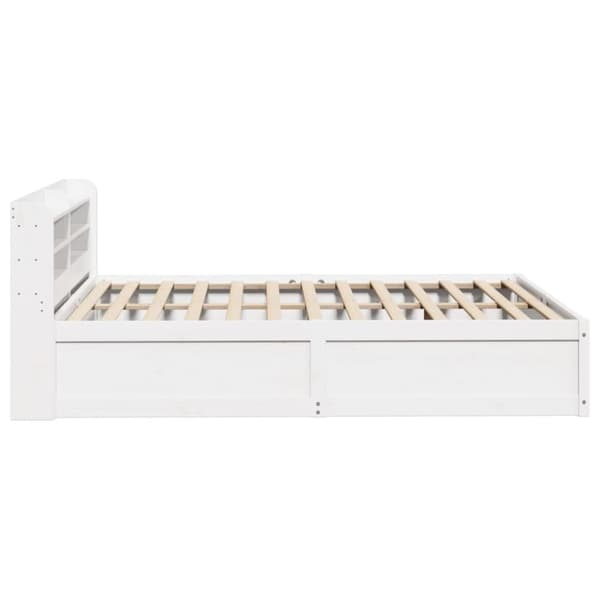 vidaXL sengeramme med sengegavl 140x190 cm massivt fyrretræ hvid