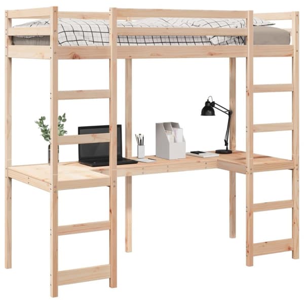 vidaXL højseng uden madras 80x200 cm massivt fyrretræ
