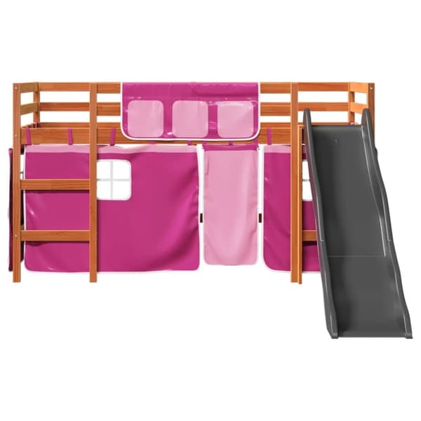 vidaXL Lasten parvisänky verhoilla pinkki 80x200 cm täysi mänty