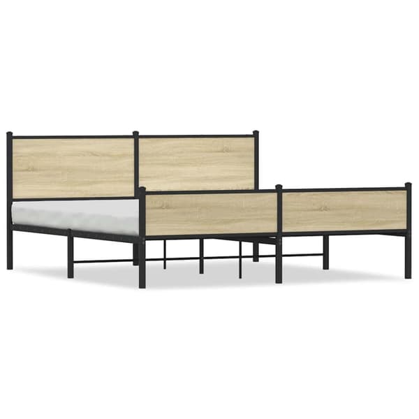 vidaXL Metallinen sängynrunko ilman patjaa Sonoma-tammi 160x200 cm