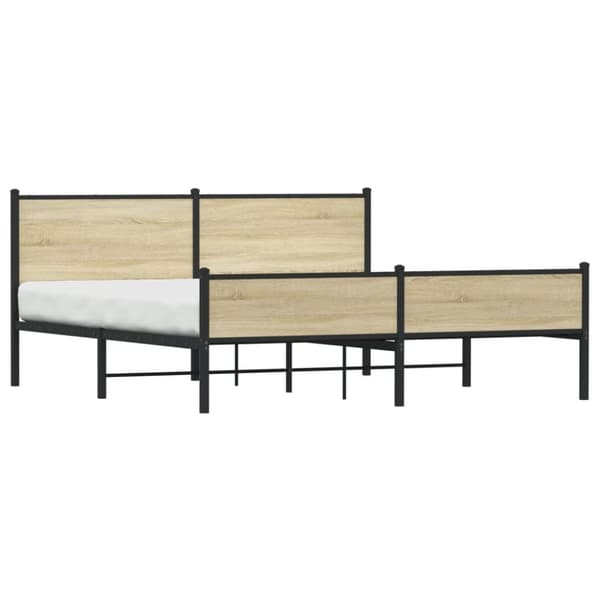 vidaXL Metallinen sängynrunko ilman patjaa Sonoma-tammi 160x200 cm
