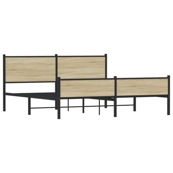 vidaXL Metallinen sängynrunko ilman patjaa Sonoma-tammi 160x200 cm