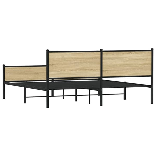 vidaXL Metallinen sängynrunko ilman patjaa Sonoma-tammi 160x200 cm