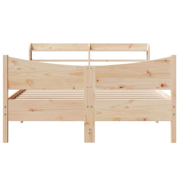 vidaXL sengeramme med sengegavl 150x200 cm massivt fyrretræ