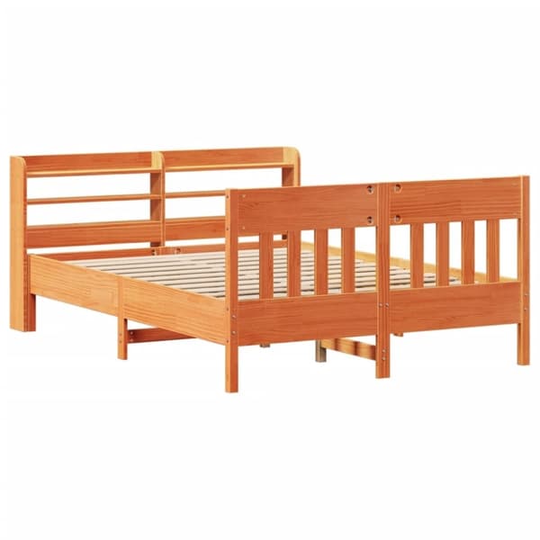 vidaXL sengeramme uden madras 160x200 cm massivt fyrretræ gyldenbrun