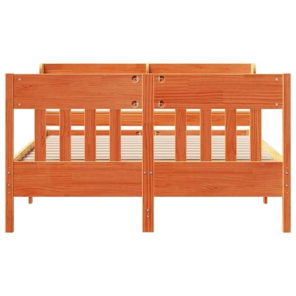vidaXL sengeramme uden madras 160x200 cm massivt fyrretræ gyldenbrun