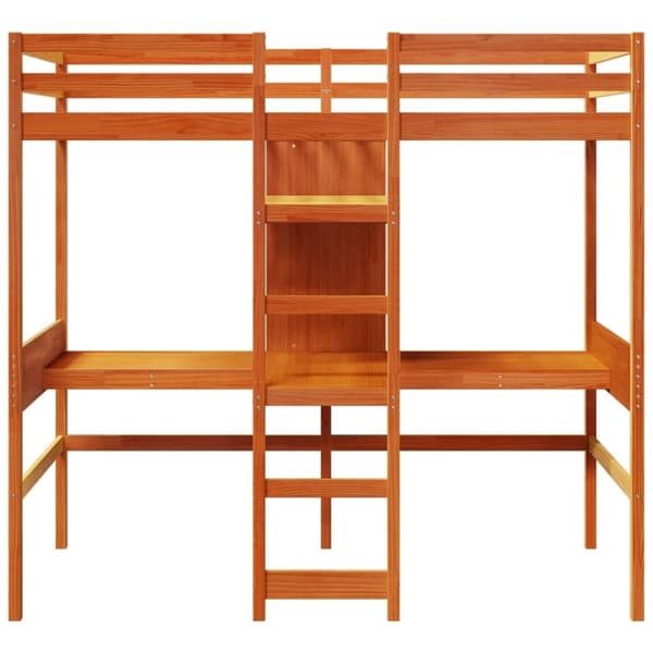 vidaXL Loftsäng utan madrass vaxbrun 90x190 cm massiv furu