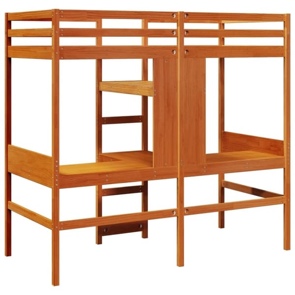 vidaXL Loftsäng utan madrass vaxbrun 90x190 cm massiv furu