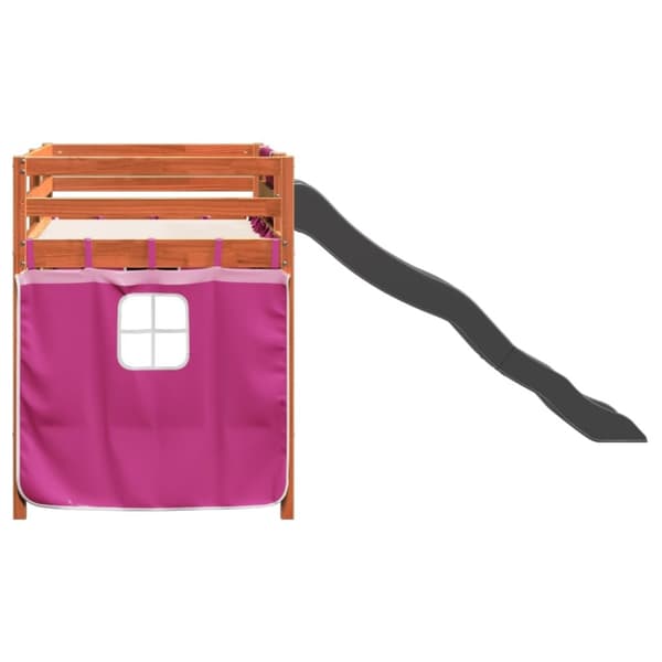 vidaXL Loftsäng med rutschkana rosa 80x200 cm massiv furu