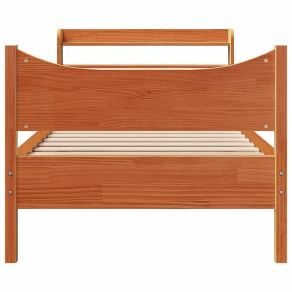vidaXL Sengeramme med hodegavl voksbrun 90x190 cm heltre furu