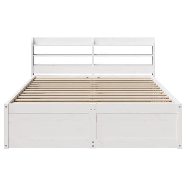 vidaXL Sengeramme med hodegavl hvit 135x190 cm heltre furu