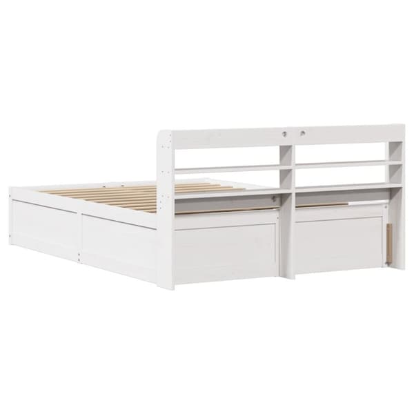 vidaXL Sengeramme med hodegavl hvit 135x190 cm heltre furu