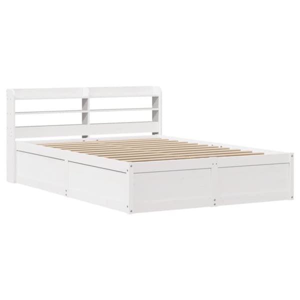 vidaXL Sengeramme med hodegavl hvit 135x190 cm heltre furu