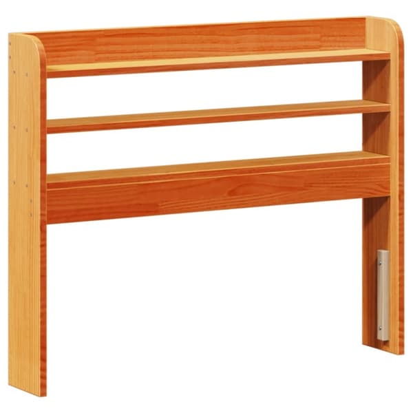 vidaXL Sängram med huvudgavel vaxbrun 90x190 cm massiv furu