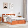 Miniatyrbilde 4 av 11: vidaXL Sengeramme med hodegavl voksbrun 150x200 cm heltre furu