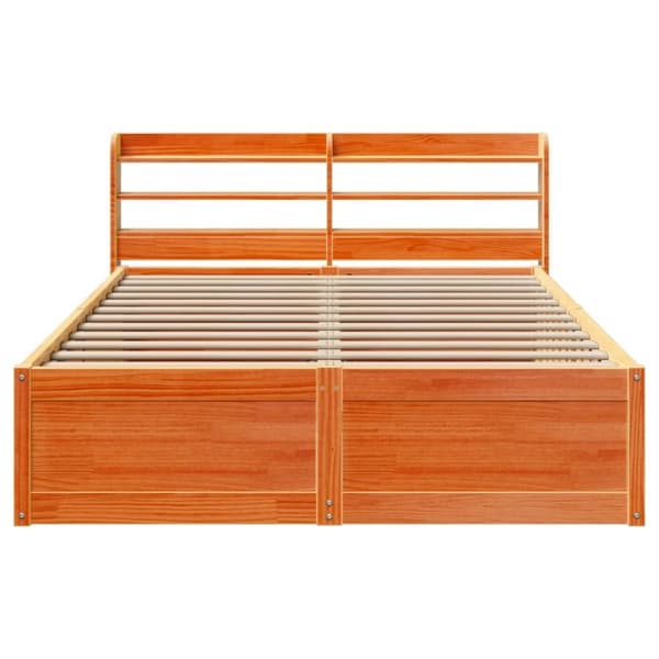 vidaXL Sengeramme med hodegavl voksbrun 150x200 cm heltre furu