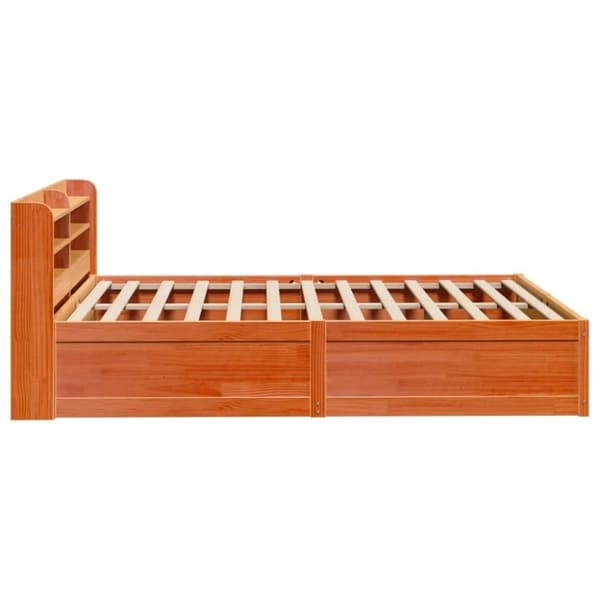 vidaXL Sengeramme med hodegavl voksbrun 150x200 cm heltre furu