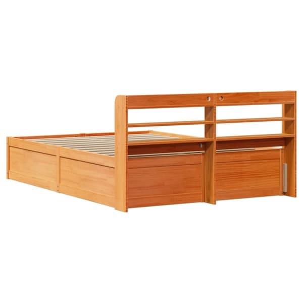 vidaXL Sengeramme med hodegavl voksbrun 150x200 cm heltre furu