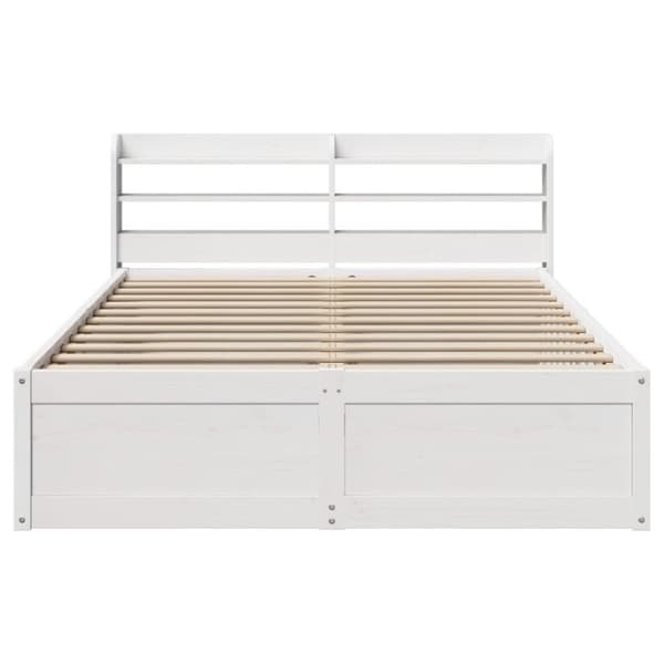 vidaXL Sängram med huvudgavel vit 140x190 cm massiv furu