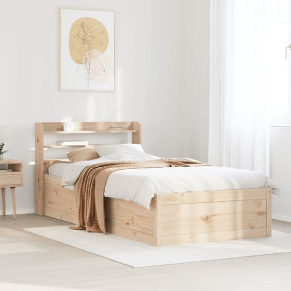 vidaXL Sengeramme med hodegavl 90x190 cm heltre furu