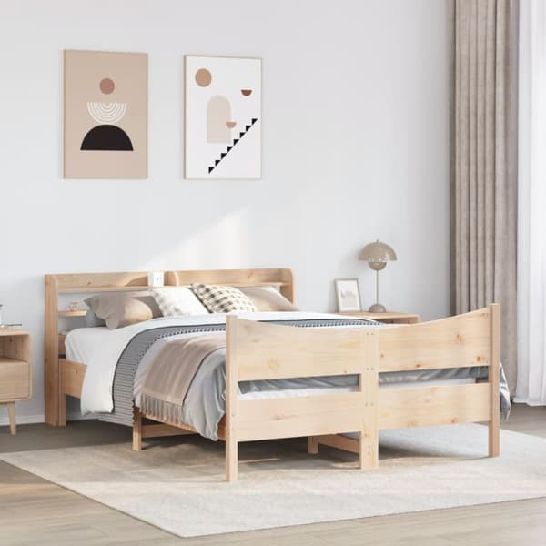vidaXL Sengeramme med hodegavl 120x190 cm heltre furu