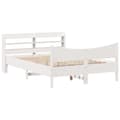 Miniatyrbilde 3 av 11: vidaXL Sengeramme med hodegavl hvit 140x200 cm heltre furu