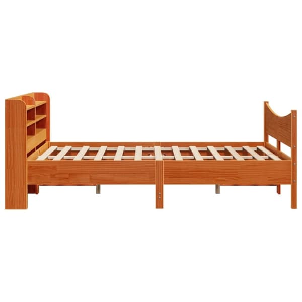 vidaXL sengeramme med sengegavl 160x200 cm massivt fyrretræ gyldenbrun