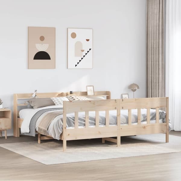 vidaXL sengeramme uden madras 200x200 cm massivt fyrretræ