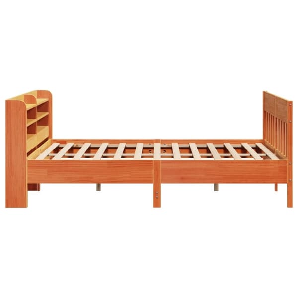 vidaXL Sängynrunko ilman patjaa vahanruskea 200x200 cm täysi mänty