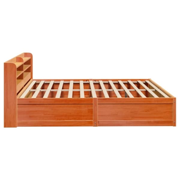 vidaXL Sängynrunko päädyllä vahanruskea 200x200 cm täysi mänty
