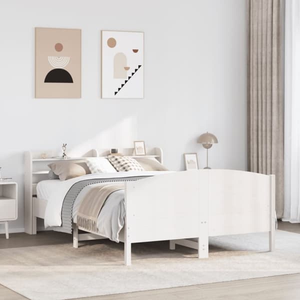 vidaXL sengeramme uden madras 160x200 cm massivt fyrretræ hvid