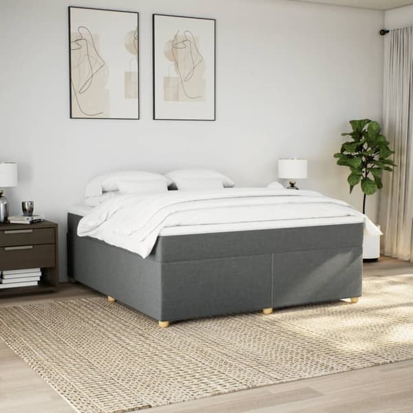 vidaXL kontinentalseng med madras 180x200 cm stof mørkegrå