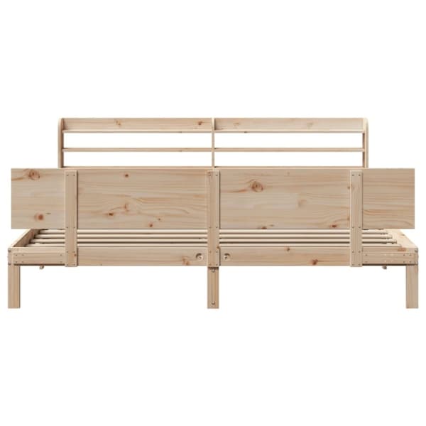 vidaXL Sängynrunko päädyllä 200x200 cm täysi mänty