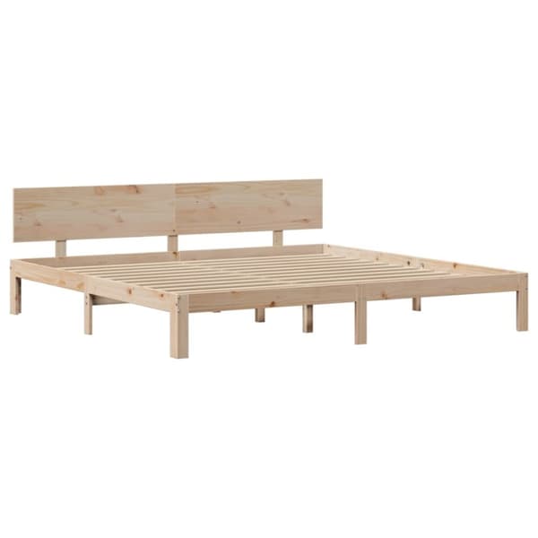 vidaXL Sängynrunko päädyllä 200x200 cm täysi mänty