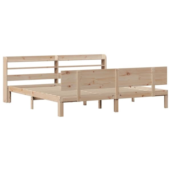 vidaXL Sängynrunko päädyllä 200x200 cm täysi mänty