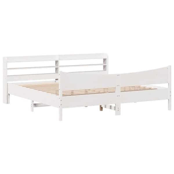 vidaXL Sengeramme med hodegavl hvit 180x200 cm heltre furu