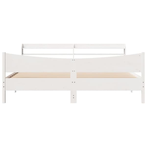 vidaXL Sengeramme med hodegavl hvit 180x200 cm heltre furu