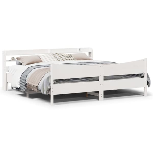 vidaXL Sengeramme med hodegavl hvit 180x200 cm heltre furu