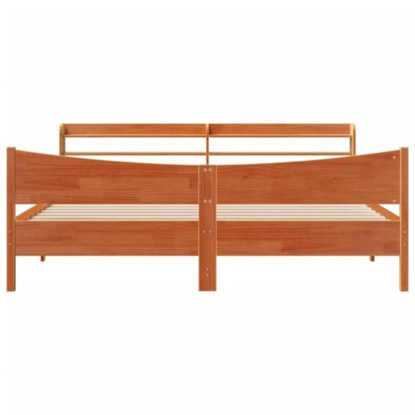 vidaXL Sengeramme med hodegavl voksbrun 200x200 cm heltre furu