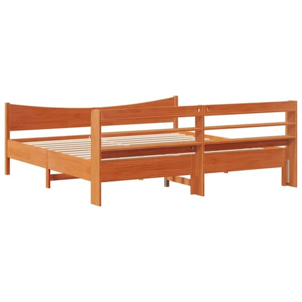 vidaXL Sengeramme med hodegavl voksbrun 200x200 cm heltre furu