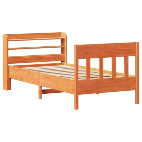 vidaXL Sengeramme uten madrass voksbrun 90x200 cm heltre furu
