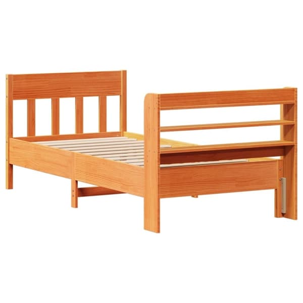 vidaXL Sengeramme uten madrass voksbrun 90x200 cm heltre furu