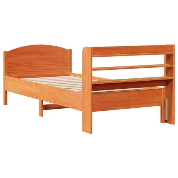 vidaXL Sengeramme uten madrass voksbrun 75x190 cm heltre furu