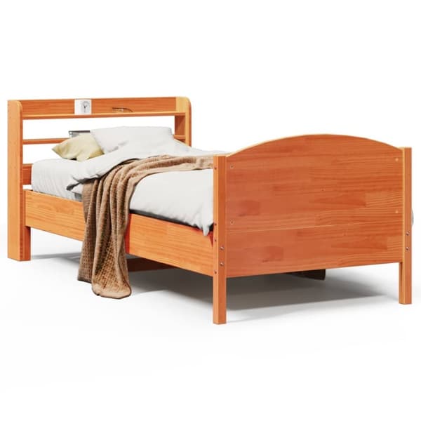vidaXL Sengeramme uten madrass voksbrun 75x190 cm heltre furu