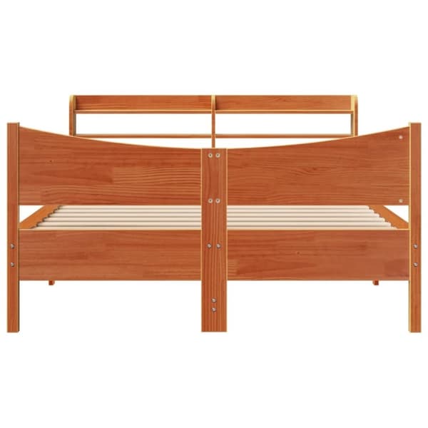 vidaXL Sengeramme med hodegavl voksbrun 150x200 cm heltre furu